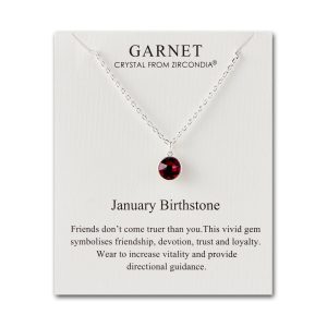 January (Garnet) Birthstone Necklace Created with Zircondia® Crystals