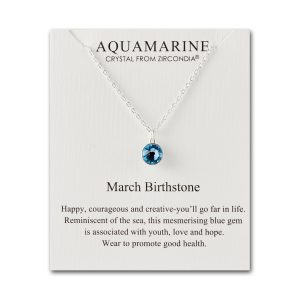 March (Aquamarine) Birthstone Necklace Created with Zircondia® Crystals