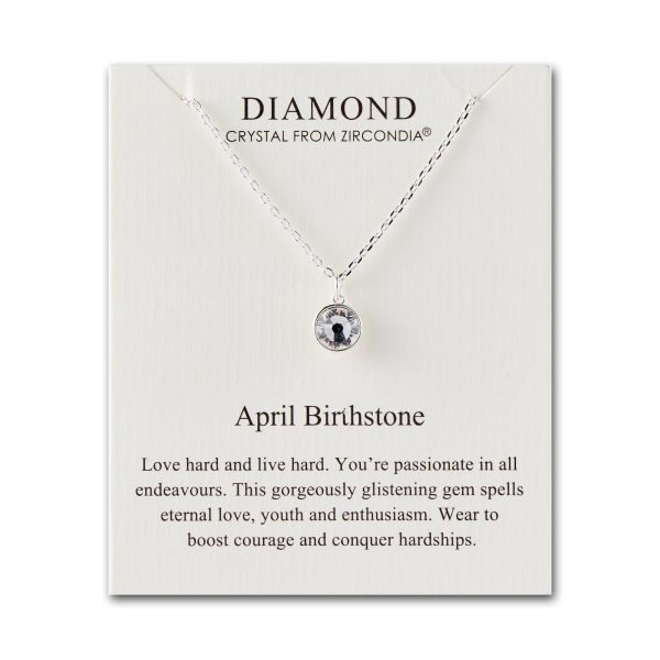 April (Diamond) Birthstone Necklace Created with Zircondia® Crystals