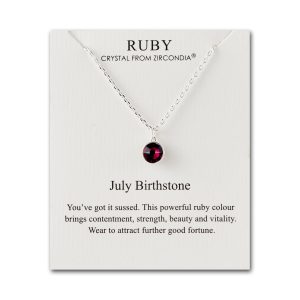 July (Ruby) Birthstone Necklace Created with Zircondia® Crystals