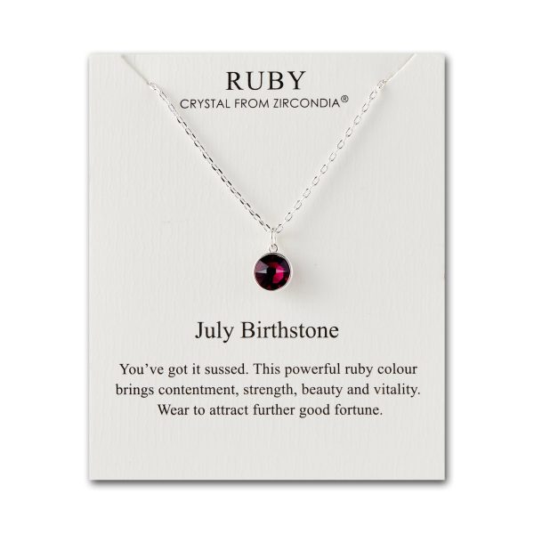 July (Ruby) Birthstone Necklace Created with Zircondia® Crystals