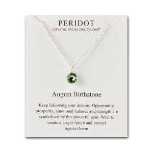 August (Peridot) Birthstone Necklace Created with Zircondia® Crystals