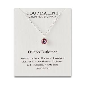 October (Tourmaline) Birthstone Necklace Created with Zircondia® Crystals