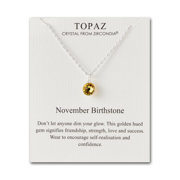 November (Topaz) Birthstone Necklace Created with Zircondia® Crystals