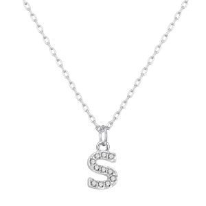 Pave Initial Necklace Letter S Created with Zircondia® Crystals