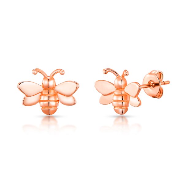 Rose Gold Plated Bumble Bee Earrings