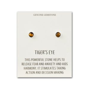 Tigers Eye Stud Earrings with Quote Card