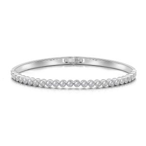 Silver Plated Tennis Bangle Created with Zircondia® Crystals (7 Inch)