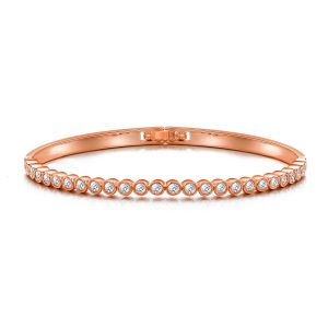 Rose Gold Plated Tennis Bangle Created with Zircondia® Crystals (7 Inch)