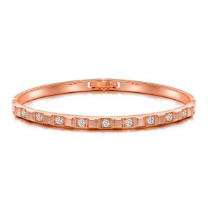 Rose Gold Plated Cubic Bangle Created with Zircondia® Crystals (7 Inch)