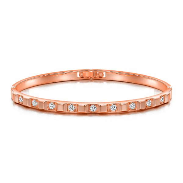 Rose Gold Plated Cubic Bangle Created with Zircondia® Crystals (7 Inch)