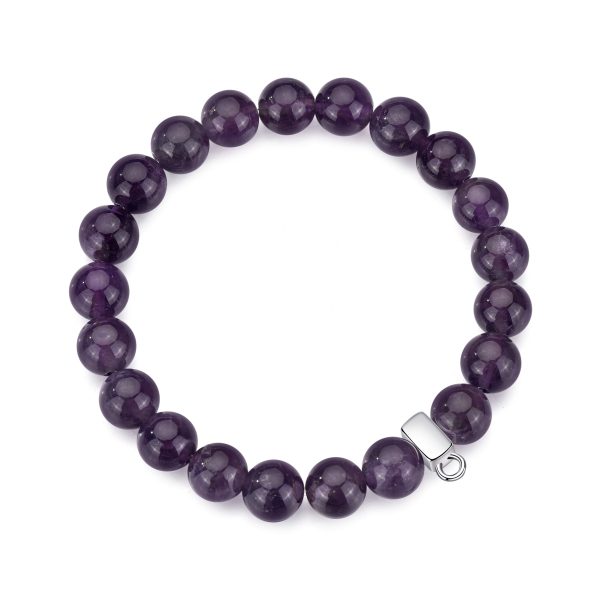 Amethyst Gemstone Charm Stretch Bracelet