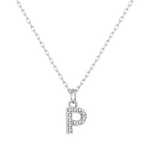 Pave Initial Necklace Letter P Created with Zircondia® Crystals