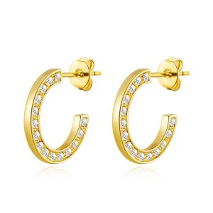 Gold Plated Crystal Edge Hoop Earrings Created With Zircondia® Crystals