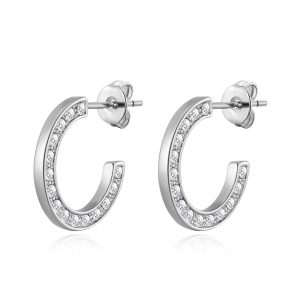 Silver Plated Crystal Edge Hoop Earrings Created With Zircondia® Crystals