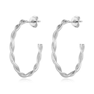 Silver Plated 30mm Twisted Hoop Earrings