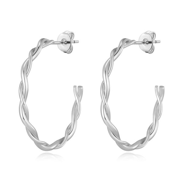 Silver Plated 30mm Twisted Hoop Earrings