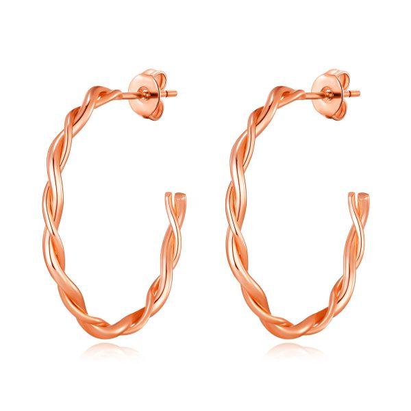 Rose Gold Plated 30mm Twisted Hoop Earrings