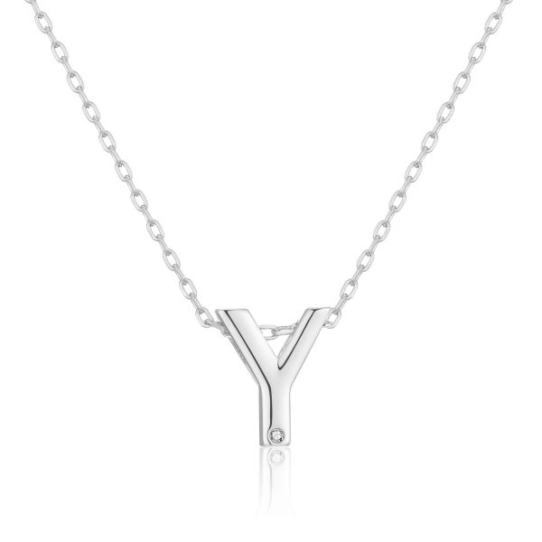 Initial Necklace Letter Y Created with Zircondia® Crystals