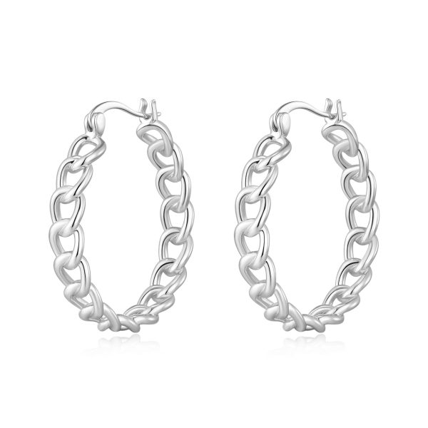 Silver Plated Link Hoop Earrings