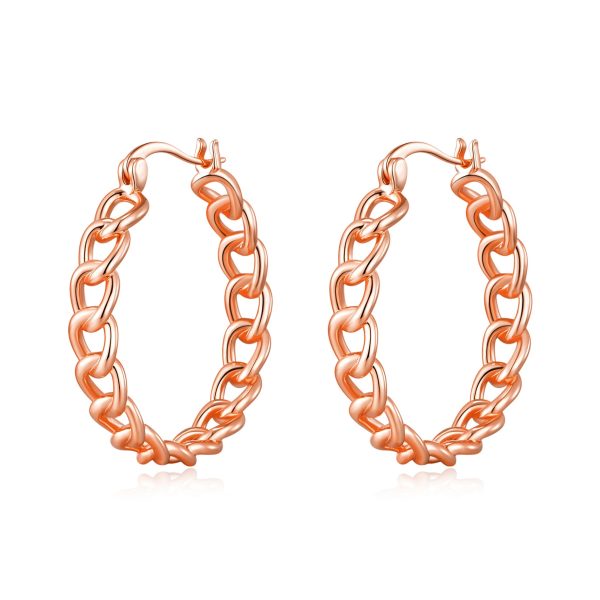 Rose Gold Plated Link Hoop Earrings