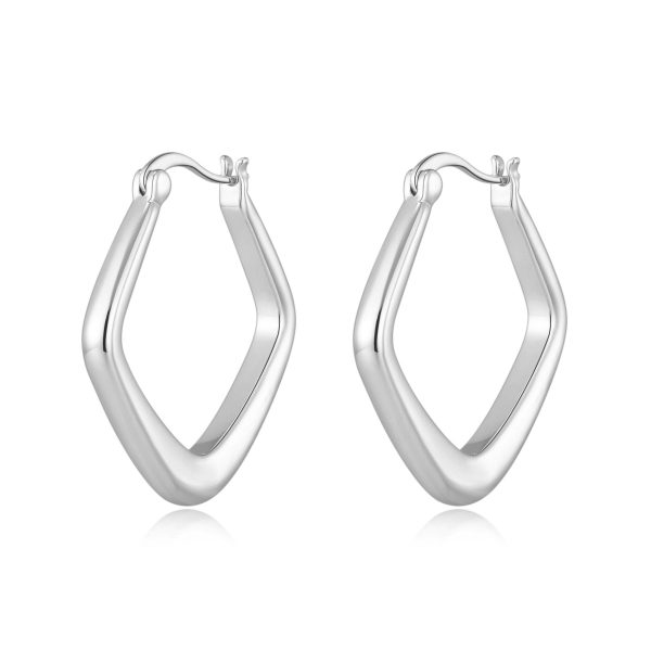 Silver Plated Medium Chunky Hoop Earrings