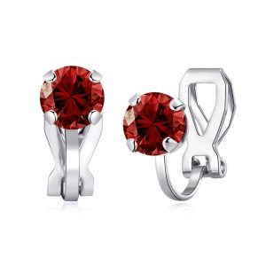 January (Garnet) Birthstone Clip On Earrings Created with Zircondia® Crystals