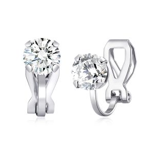 April (Diamond) Birthstone Clip On Earrings Created with Zircondia® Crystals