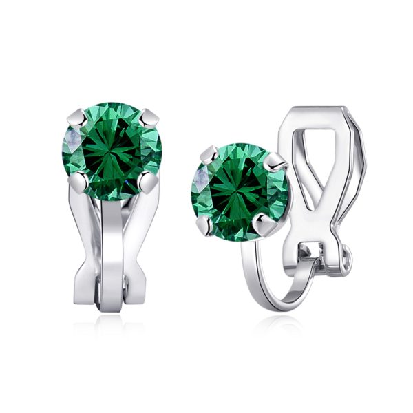 May (Emerald) Birthstone Clip On Earrings Created with Zircondia® Crystals