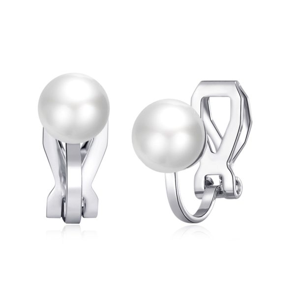 June (Pearl) Birthstone Clip On Earrings Created with Gemstones from Zircondia®