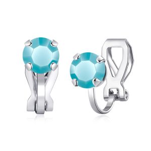 December (Turquoise) Birthstone Clip On Earrings Created with Zircondia® Crystals