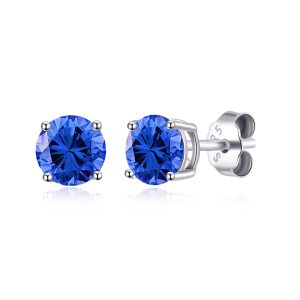 Sterling Silver September (Sapphire) Birthstone Earrings Created with Zircondia® Crystals