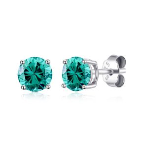 Sterling Silver December (Blue Topaz) Birthstone Earrings Created with Zircondia® Crystals