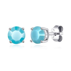 Sterling Silver December (Turquoise) Birthstone Earrings Created with Zircondia® Crystals