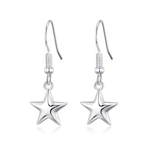 Sterling Silver Star Drop Earrings