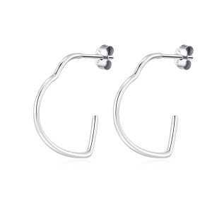 Sterling Silver Abstract Hooped Heart Earrings