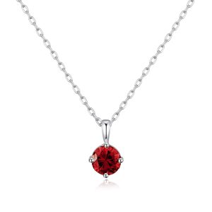 Sterling Silver January (Garnet) Birthstone Necklace Created with Zircondia® Crystals