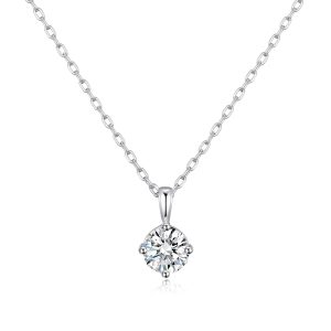 Sterling Silver April (Diamond) Birthstone Necklace Created with Zircondia® Crystals