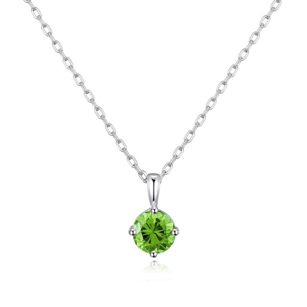 Sterling Silver August (Peridot) Birthstone Necklace Created with Zircondia® Crystals