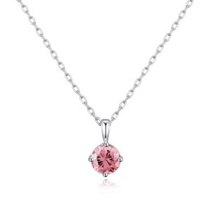 Sterling Silver October (Tourmaline) Birthstone Necklace Created with Zircondia® Crystals