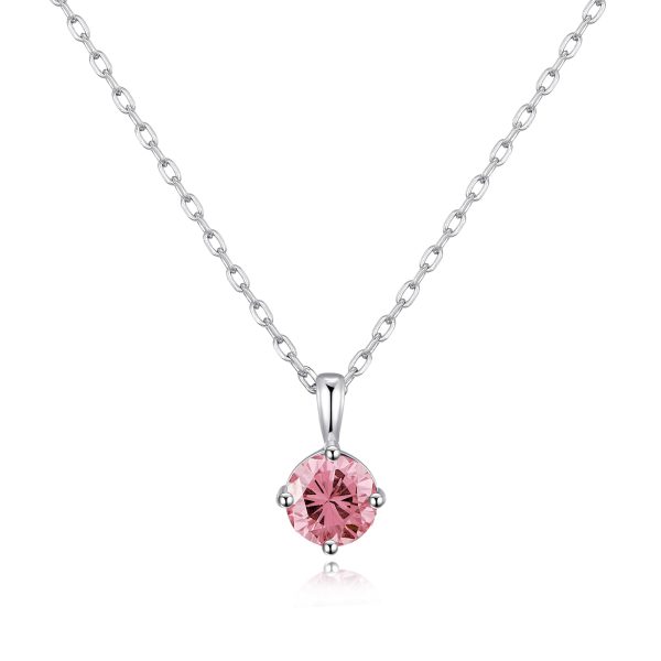 Sterling Silver October (Tourmaline) Birthstone Necklace Created with Zircondia® Crystals