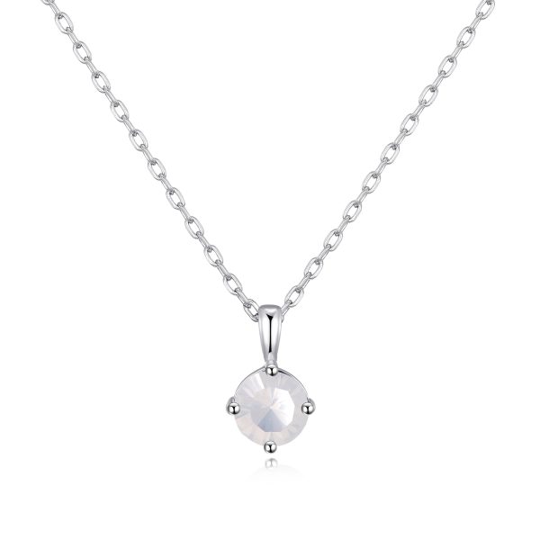 Sterling Silver October (Opal) Birthstone Necklace Created with Zircondia® Crystals