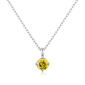 Sterling Silver November (Topaz) Birthstone Necklace Created with Zircondia® Crystals