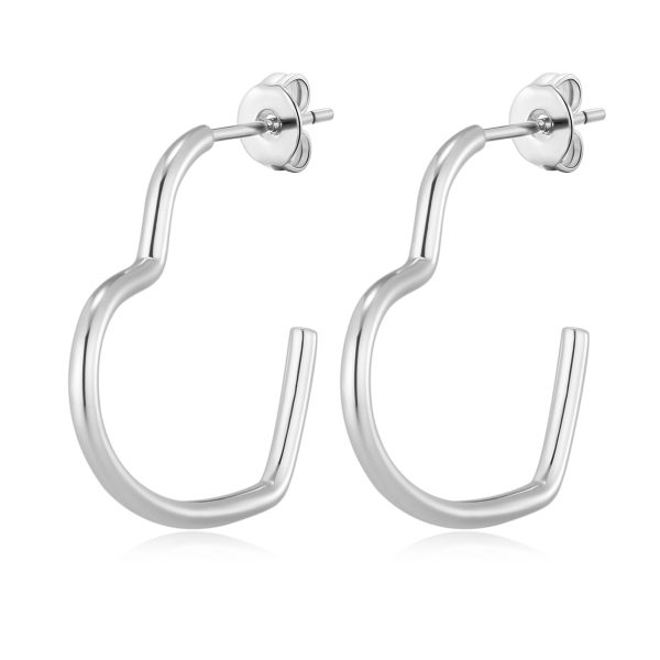 Silver Plated Heart Hoop Earrings