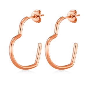 Rose Gold Plated Heart Hoop Earrings