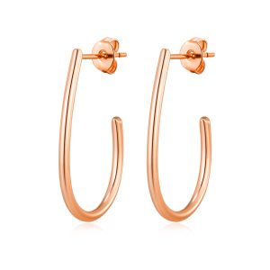 Rose Gold Plated Oval Hoop Earrings