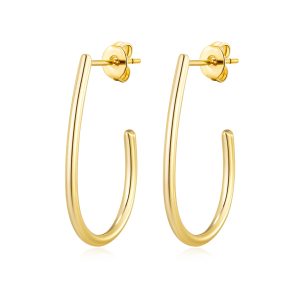 Gold Plated Oval Hoop Earrings