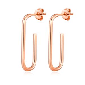 Rose Gold Plated Rectangle Hoop Earrings