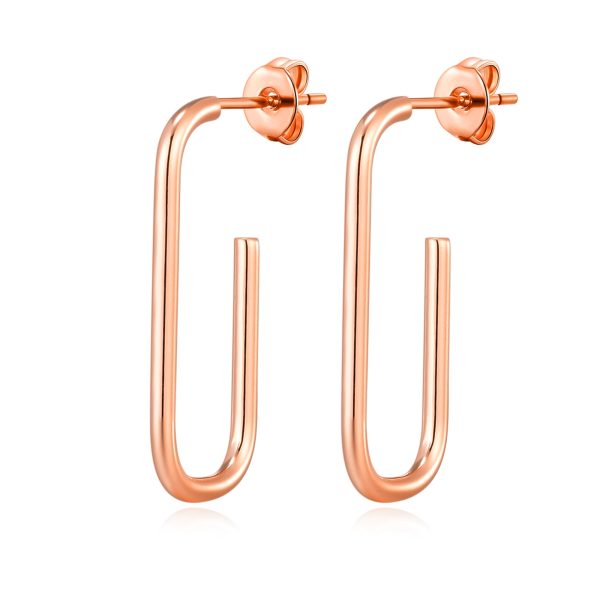 Rose Gold Plated Rectangle Hoop Earrings