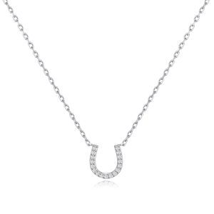 Horseshoe Necklace Created with Zircondia® Crystals